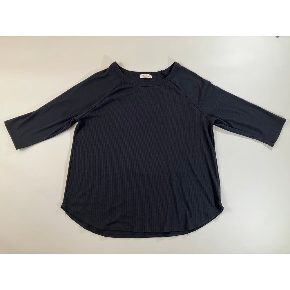 You & Me Women’s 3X Black Thermal Waffle Knit Long Sleeve Shirt Made Mexico